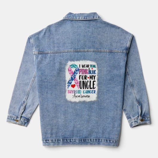 Ik Draag Blauwgroen roze blauwe oom Thyroid Awaren Denim Jacket (Achterkant)