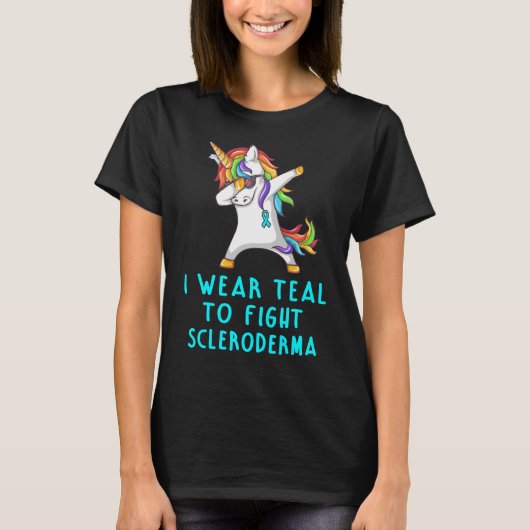 Ik Draag Blauwgroen tegen Scleroderma T-shirt (Voorkant)