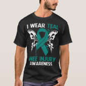 Ik Draag Blauwgroen voor knieblessure bewustzijn T-shirt (Voorkant)