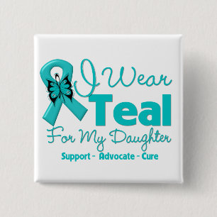 Ik Draag Blauwgroen voor mijn dochter Vierkante Button 5,1 Cm