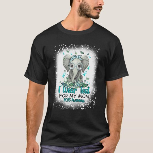 Ik Draag Blauwgroen voor mijn mama Elephant Pcos B T-shirt (Voorkant)