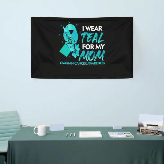 Ik Draag Blauwgroen voor mijn moeder ovariumkanker Spandoek (Beurs)