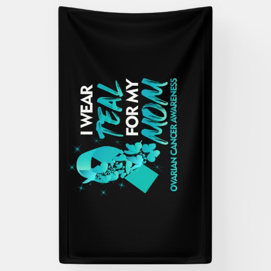 Ik Draag Blauwgroen voor mijn moeder ovariumkanker Spandoek (Verticaal)