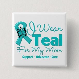 Ik Draag Blauwgroen voor mijn moeder Vierkante Button 5,1 Cm