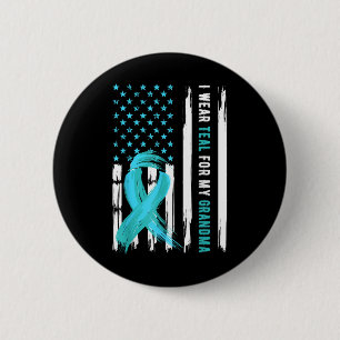 Ik Draag Blauwgroen voor mijn oma Cervicale Cancer Ronde Button 5,7 Cm
