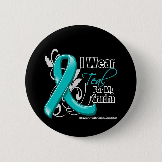 Ik Draag Blauwgroen voor mijn oma - ovariumkanker Ronde Button 5,7 Cm (Voorkant)