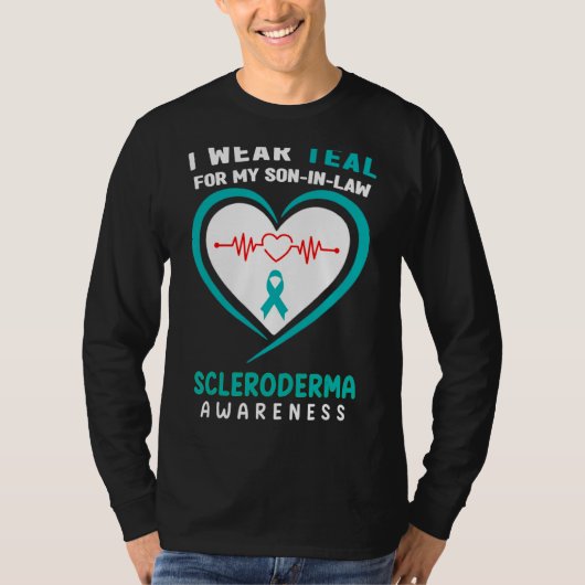 Ik Draag Blauwgroen voor mijn schoonzoon Scleroder T-shirt (Voorkant)