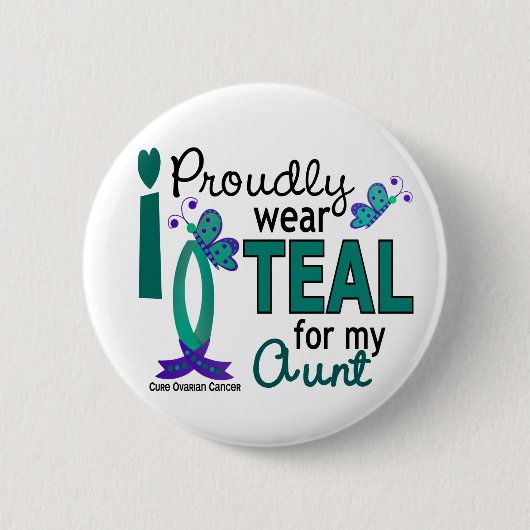 Ik Draag Blauwgroen voor mijn tante 27 ovariumkank Ronde Button 5,7 Cm (Voorkant)