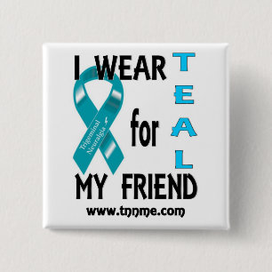 Ik draag BLAUWGROEN voor mijn vriendenknop Vierkante Button 5,1 Cm