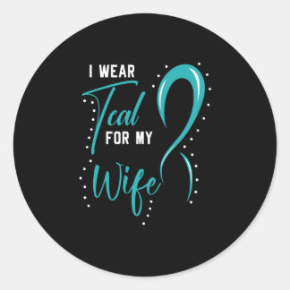Ik Draag Blauwgroen voor mijn vrouw Ronde Sticker