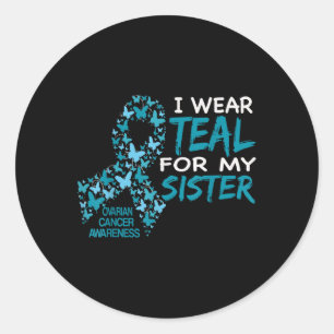 Ik Draag Blauwgroen voor mijn zuster Ovarium Cance Ronde Sticker