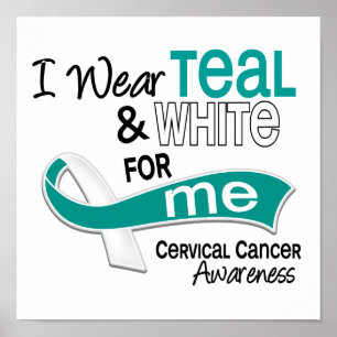 Ik Draag Blauwgroen White 42 Me Cervical Cancer Poster