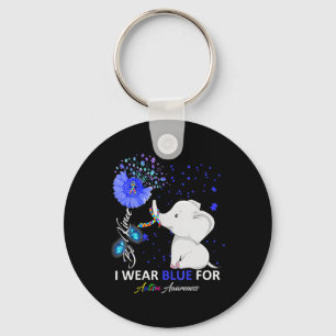 Ik Draag Blue Autism Awareness Cute Elephant Sunfl Sleutelhanger
