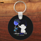 Ik Draag Blue Autism Awareness Cute Elephant Sunfl Sleutelhanger (Voorkant)