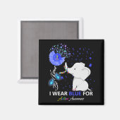 Ik Draag Blue Autism Awareness Elephant Autisme Aw Magneet (Voorkant / Achterkant)