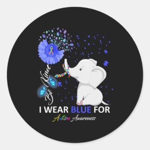 Ik Draag Blue Autism Awareness Elephant Autisme Aw Ronde Sticker