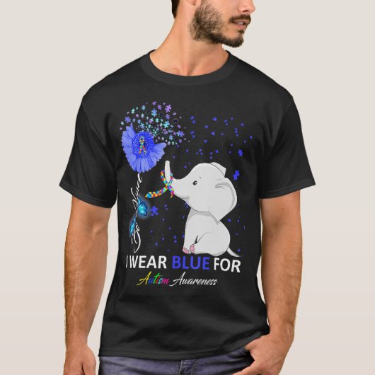 Ik Draag Blue Autism Awareness Elephant Autisme Aw T-shirt (Voorkant)