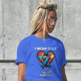 Ik Draag Blue Autism Awareness - Puzzel Heart Ribb T-shirt