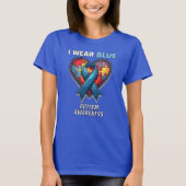 Ik Draag Blue Autism Awareness - Puzzel Heart Ribb T-shirt (Voorkant)
