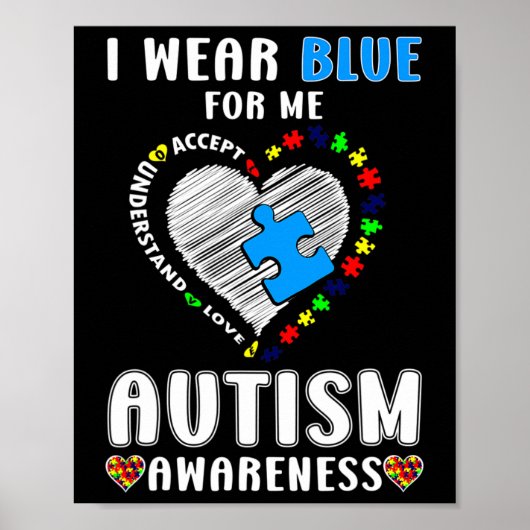 Ik Draag Blue for Me Autism Awareness Poster (Voorkant)