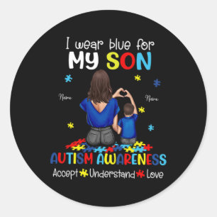 Ik Draag Blue for My Son Autism Awareness 1 Ronde Sticker