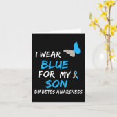 Ik Draag Blue for My Son Diabetes Awareness Ribbon Kaart (Gele Bloem)