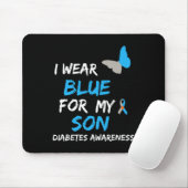 Ik Draag Blue for My Son Diabetes Awareness Ribbon Muismat (Met muis)
