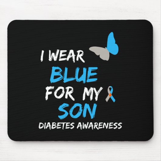 Ik Draag Blue for My Son Diabetes Awareness Ribbon Muismat (Voorkant)