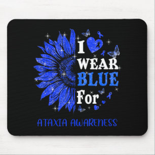Ik draag Blue Twinkle Heart Sunflower Ataxia Aware Muismat