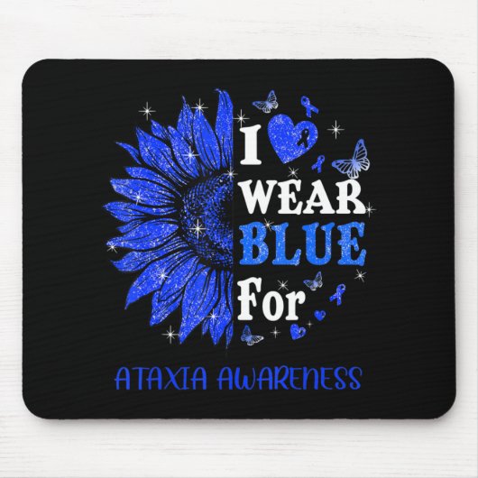Ik draag Blue Twinkle Heart Sunflower Ataxia Aware Muismat (Voorkant)