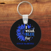 Ik draag Blue Twinkle Heart Sunflower Ataxia Aware Sleutelhanger (Voorkant)