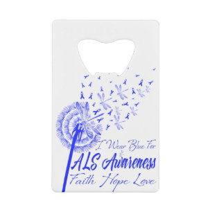 Ik Draag Blue voor ALS Awareness Fath Hope Love Creditkaart Flessenopener