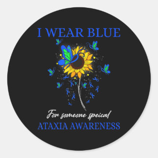 Ik Draag Blue voor Ataxia Awareness Sunflower T-Sh Ronde Sticker