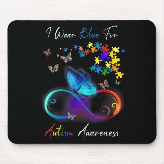 Ik Draag Blue voor Autism Awareness shirt Puzzle M Muismat (Voorkant)