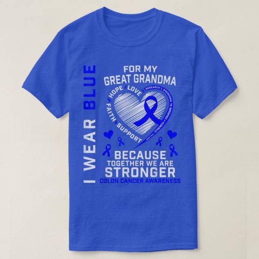 Ik Draag Blue voor mijn oma Colon Cancer Awar T-shirt (Design voorkant)