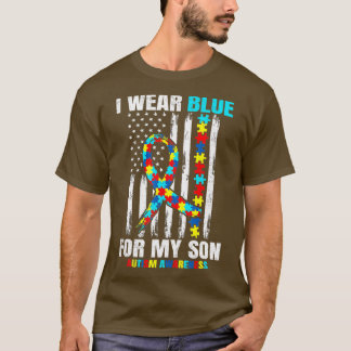 Ik Draag Blue voor My Son Autism Awareness America T-shirt