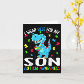 Ik Draag Blue voor My Son Autism Awareness Dinosau Kaart (Gele Bloem)