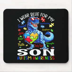 Ik Draag Blue voor My Son Autism Awareness Dinosau Muismat