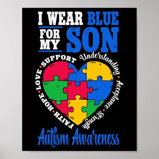 Ik Draag Blue voor My Son Autism Awareness Poster (Voorkant)
