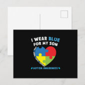 Ik Draag Blue voor My Son Autism Awareness Uitnodiging Briefkaart (Voorkant / Achterkant)