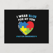 Ik Draag Blue voor My Son Autism Awareness Uitnodiging Briefkaart (Voorkant)