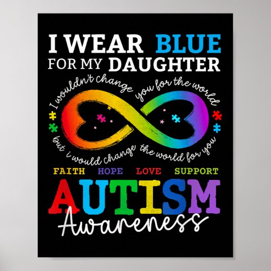 Ik Draag blues voor mijn dochter Autism Awareness  Poster (Voorkant)
