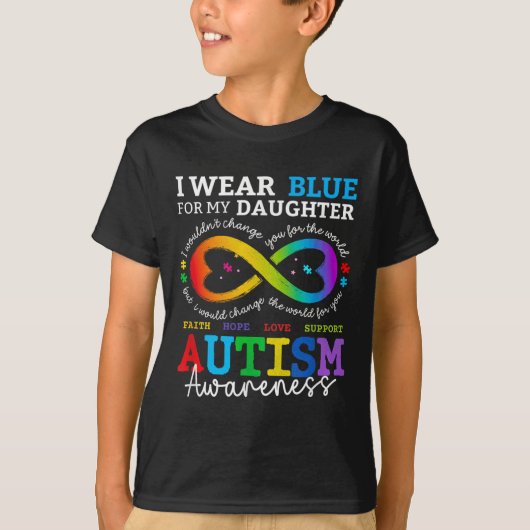 Ik Draag blues voor mijn dochter Autism Awareness  T-shirt (Voorkant)