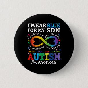 Ik Draag Blues voor mijn zoon Autisme Bewustzijn M Ronde Button 5,7 Cm
