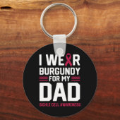 Ik Draag Bourgondië voor mijn vader sikkelcelanemi Sleutelhanger (Achterkant)