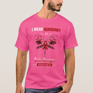 Ik Draag Burgundy Brain Aneurysm Awareness Dragonf T-shirt