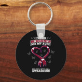 Ik Draag Burgundy tante Multiple Myeloma Awareness Sleutelhanger (Achterkant)