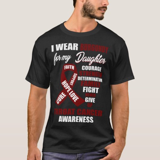 Ik Draag Burgundy Throat Cancer Awareness T-shirt (Voorkant)