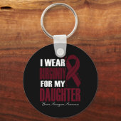 Ik Draag Burgundy voor mijn dochter Brain Aneurysm Sleutelhanger (Voorkant)