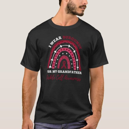 Ik Draag Burgundy voor mijn grootvader Sickle Cell T-shirt (Voorkant)